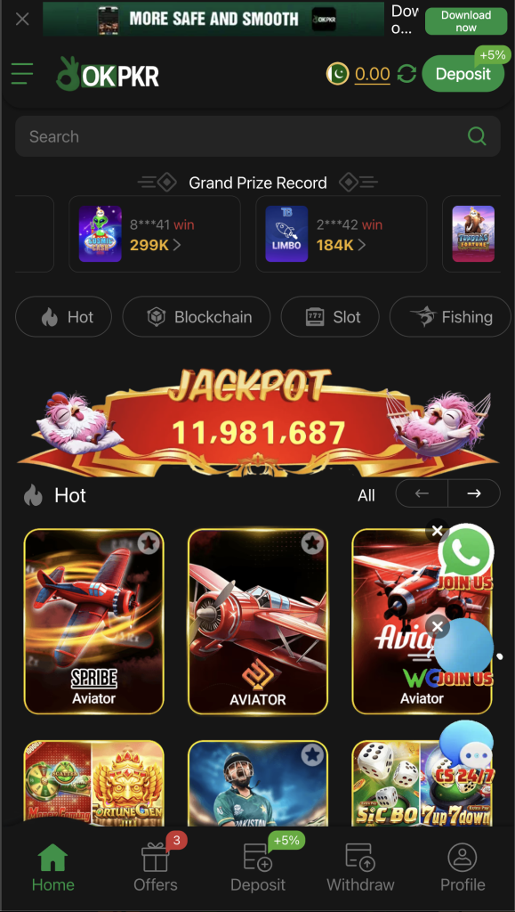 okpkr game dashboard game listing screen