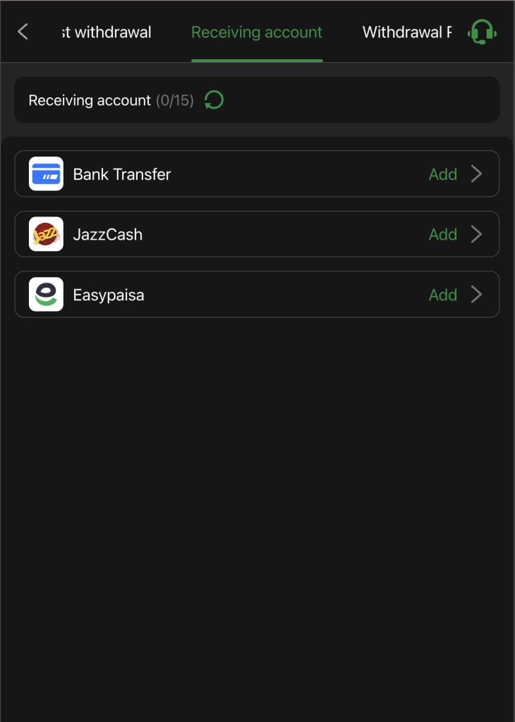 okpkr game withdrawal screen with JazzCash and EasyPaisa for Pakistan users